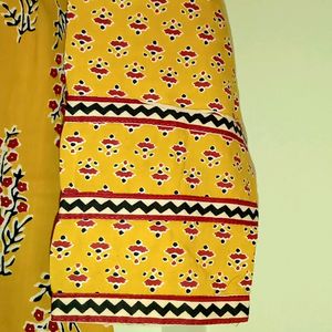 Brand Soch Mustard Colour Kurti With 3/4 Sleeves