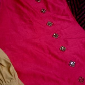 Straight Kurti with Golden Leggins