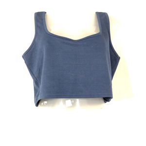 Navy Blue Sleeveless Crop Top (Women)