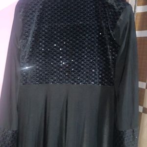 WOMEN'S(LYCRA)FLARE BLACK ABAYA