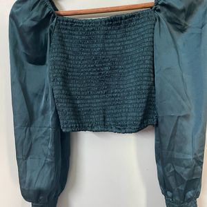 Sea Green Satin Crop Top❌