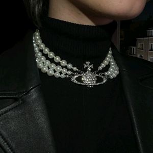 Vivienne Westwood Rhinestone Pearl Choker Necklace