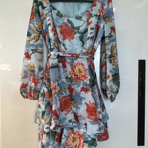 Floral Print Blue Playsuit