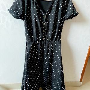 Polka Dot Black Dress For Women