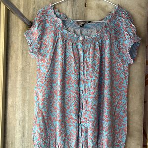 sky blue floral print top