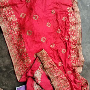 Tomato Red Coulour Party Festive Saree Blouse