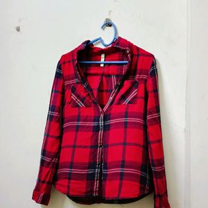 Red Chex Shirt For Women