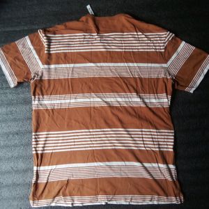 Oversized Brown And White Striped Shirt