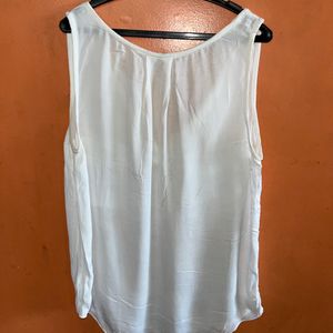 White Tank Top With Patched Pocket