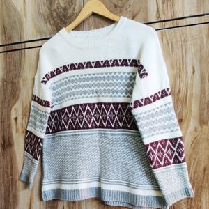 Sky Blue & Brown Sweater Size-36-38