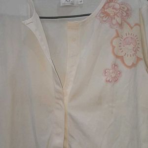 Tich Button Jacket with Flower Design At Front