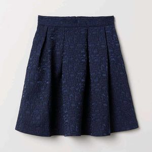 H&m Blue Pleated Jacquard weave Skirt