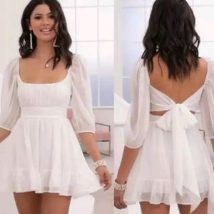 White Flared Mini Dress Size:L