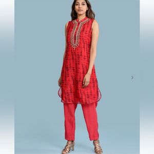 Aarke Ritu KumarTie-&-Dye Straight Kurta with Pant