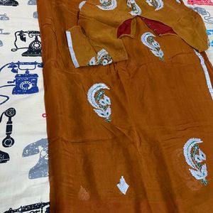 Brown Gottapatti Work Saree