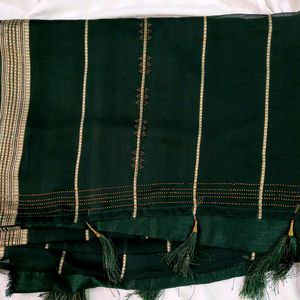 Bottle Green Saree