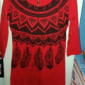 Red Black Kurti Top For Women & Girls