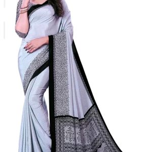 Crepe saree With Unstitched Blouse Piece Attached