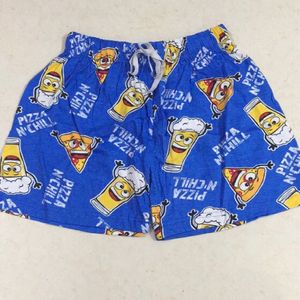 Women’s Shorts Pizza N Chill Print Blue Colour