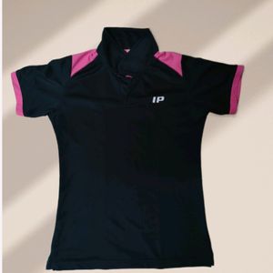 Sport T-shirt In Pink And Black Colour, Bust Size Is 34 And Length Is 24.5