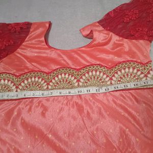 Red N Peach Party Wear Kurta