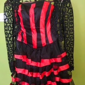 Flared Red And Black Party  DressNew With Tag