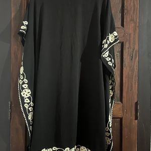 Black Kafthan Dress With White Thread Embroidery