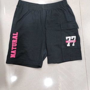 Black Shorts With Pink Details