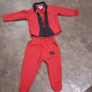 1 To 2 Years Boy Suit Red And Black