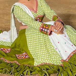 Green and White Chaniya Choli