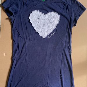 Flower Embellish Heart T-shirt