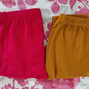 2 Leggings For Women, Pink And Mustard, 30