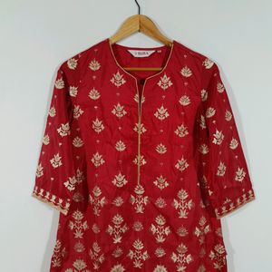 Red Printed Kurta (Women's)