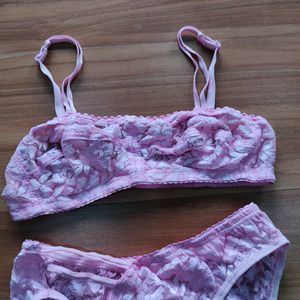 Madam Net Pink Bra Panty Set