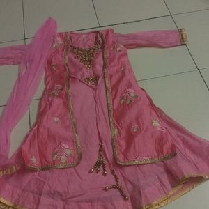 Beautiful Pink Anarkali +coaty+dupatta