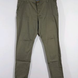 Olive Green Casual Slim Fit Trousers(Women's)