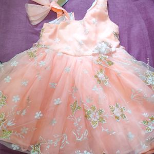 Soft Net Frock For Baby 1-2 Year