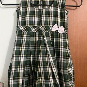 Checked Frock with Concealed Zipper, Green