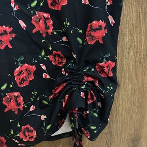 Urbanic Black Top With Red Roses