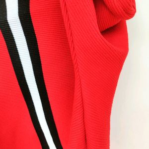 X-M Black/White Stripes Red Sweater