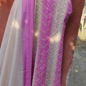 Pink White Dress With Dupatta Nd Sleeves