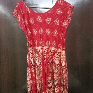 Red Colour Printed Kurti