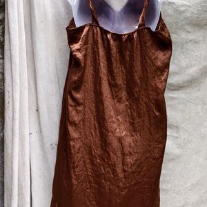 SATIN BROWN DRESS