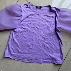 Lavender Super Cute Puff Hand Top