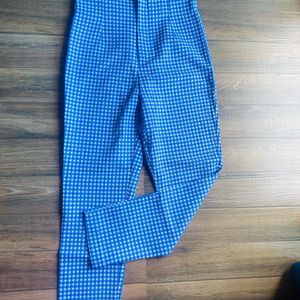 Blue And White Checkered Trouser