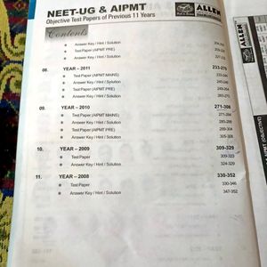 Allen neet ug 11 years test papers with solution