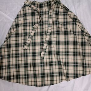 Olive green And Beige Checked Skirt