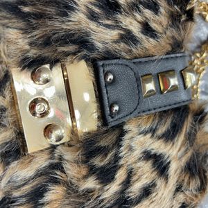 Leopard Print Fur Sling Bag