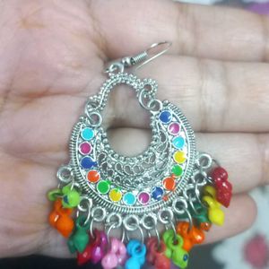 Silver Multicolour Bead Earrings