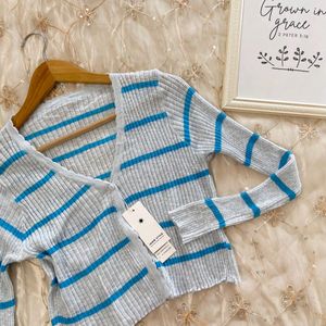 Stripe Thin Crop Sweater